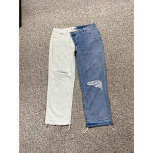 31 Vervet High-Rise 90s Straight Crop Distressed Crossover Waist Raw Hem